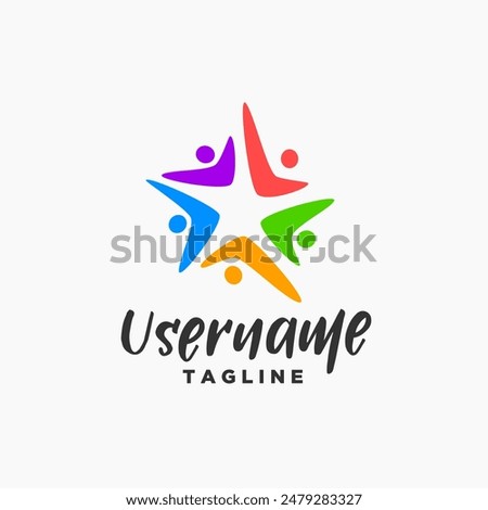 people star logo design inspiration . colorful people star logo design template . event logo . social logo . people 