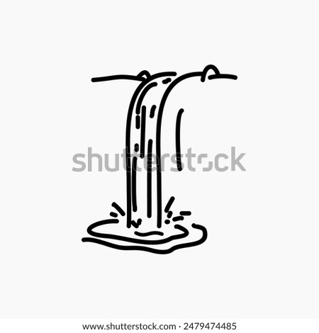 waterfall doodle design template . simple waterfall drawing . waterfall vector icon . waterfall handdrawn