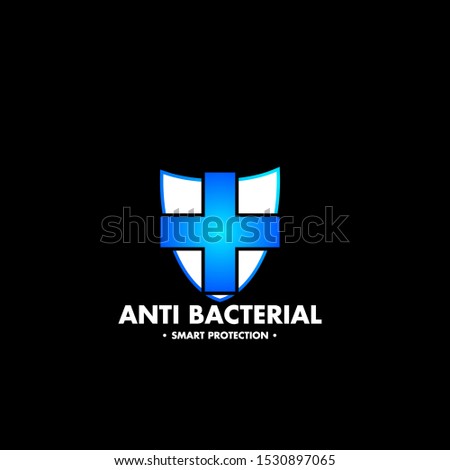 label or logo Anti bacteria for healthy product like as soap, toothpaste and mouthwash,Green Stop virus, bacteria, germs and microbe icon isolated on white background. Antibacterial and antiviral