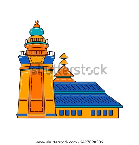 Banten Grand Mosque with Vector Illustration