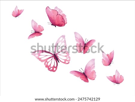 pink butterfly hand drawn design vector