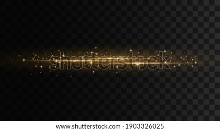 Yellow horizontal lens flares pack. Set of flashes, lights, sparkles on transparent background. Bright gold  glares. Abstract golden lights isolated. Laser beams, horizontal light rays, lines. Stock foto © 