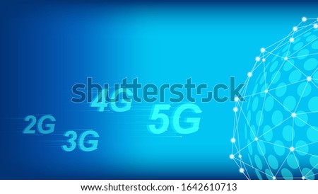 Concept of 5G new technology network high speed internet transfers faster than 4G. 3G. and 2G. New generation future communication. Technology background and copy space