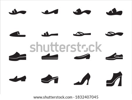 Simple Set of footwear shoes and sandals Related Vector icon graphic design template