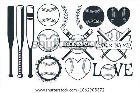 baseball sport theme vector graphic design template set for sticker, decoration, cutting and print file