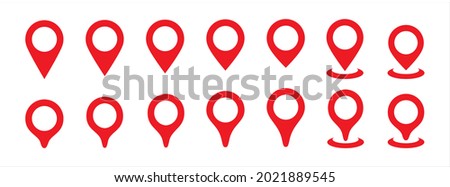 Map location pin icon vector set. Map position marker point icon illustration. Variation designs template. Red color.