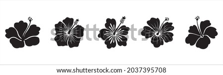 Hibiscus flower silhouette vector set. Hibiscus flower vector illustration set.