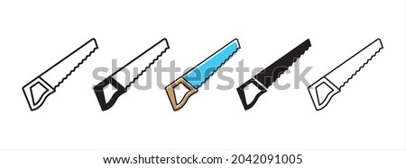 Handsaw icon set. Hand saw carpenter tool vector icons set. Stock vector illustration