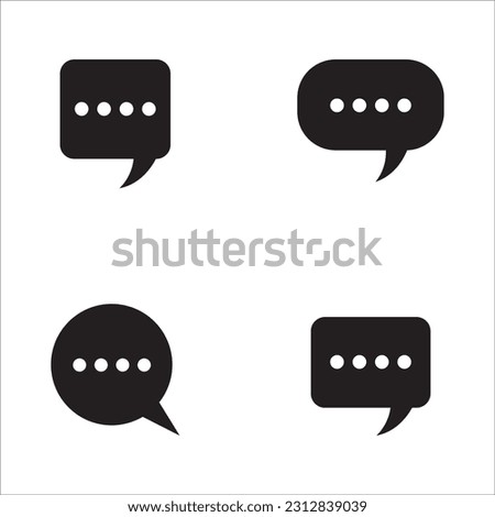 Chat icon message symbol set. Online message speech bubble social media app. Web chat sign. Talk conversation vector icon set in solid fill style.