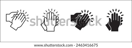 Hands clap symbol. Hand clapping icons. Applaud and acclamation sign. Simple flat icon of praise and cheering graphic design resource and illustration.