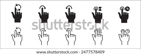 Finger touch screen gesture icon set. Vector stock icon isolated on white. Graphic design for button template and illustration.