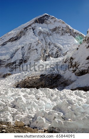 The Khumbu Ice-fall taken from Everest base camp