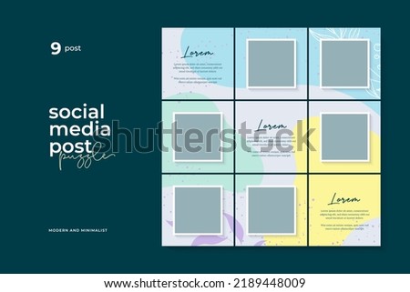 Social media post puzzle template, memphis, minimal.