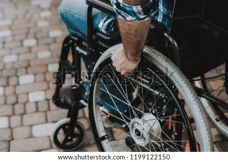 Similar – Image, Stock Photo Close up disabled man athlete with leg prosthesis.