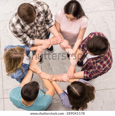 Addicted people having good time together on special group therapy.