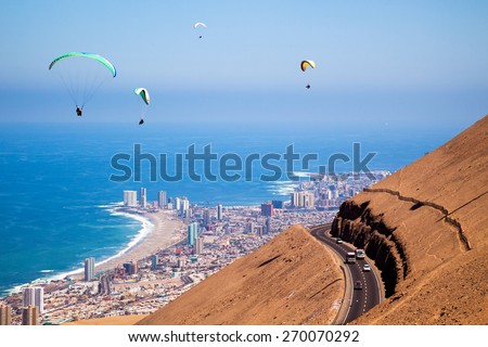 Similar – Image, Stock Photo paragliding man with orange paraglider against the sun
