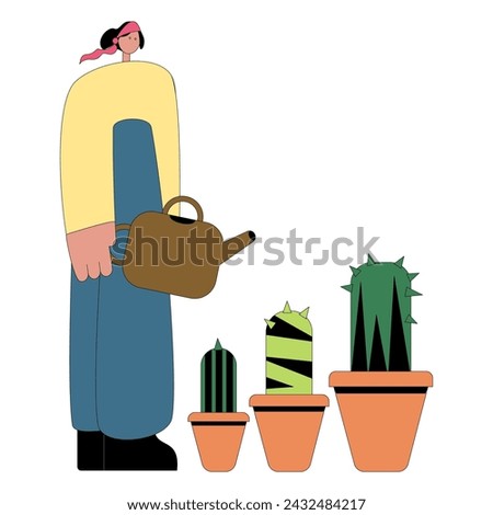 Similar – Image, Stock Photo Boy planting cactus seedling in garden