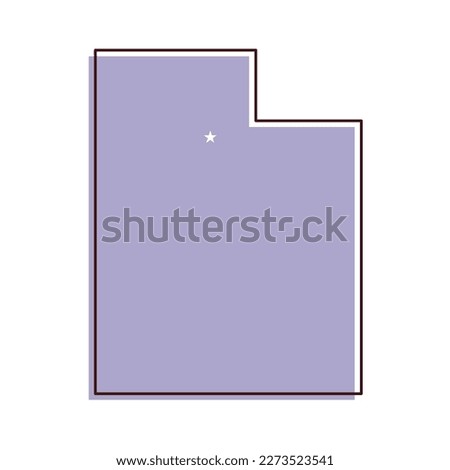 Utah map vector illustration. Lavender colored map of Mountain West subregion state with the capital - Salt Lake City. United States od America, infographics, geography concepts