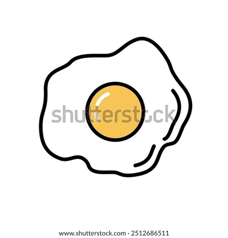 Fried egg vector icon. Minimalistic illustration of sunny side up fried chicken egg. Breakfast ideas, healthy eating, low carb diet concepts.