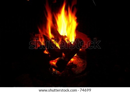 Campfire in a Maine Campground on Mount Desert Island.