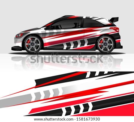 Car wrap decal design vector, for advertising or custom livery WRC style, race rally car vehicle sticker and tinting custom.
