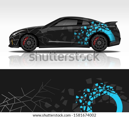 Car wrap decal design vector, for advertising or custom livery WRC style, race rally car vehicle sticker and tinting custom.