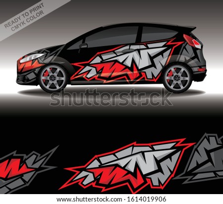 Car wrap decal design vector, custom livery race rally car vehicle sticker and tinting.