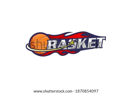 Basketball logo design, basketball ball with fire soprts ball.