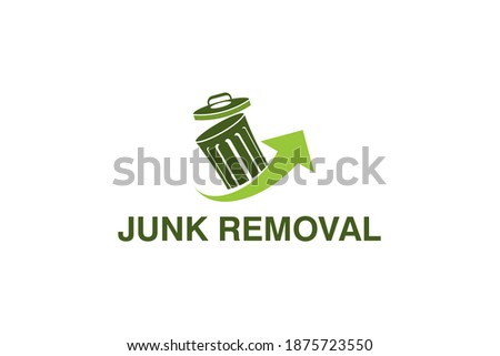 Rubbish bin Junk removal logo design, environmentally friendly garbage disposal service, simple minimalist design icon.