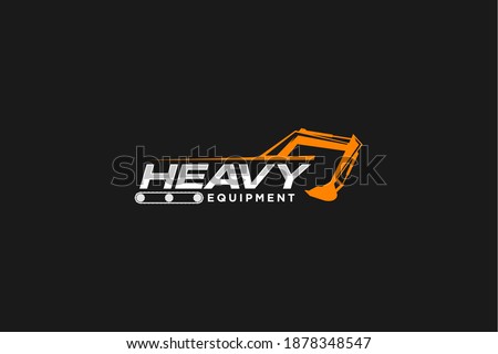 Excavator construction logo design, excavator logo element heavy equipment work. transportation vehicle mining.