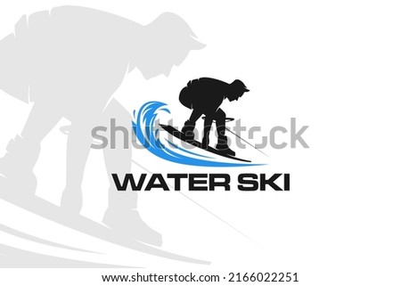 Wakeboarding water ski logo sport beach sea surfer wave water splash
