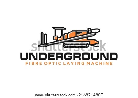 Fiber Optic underground horizontal drilling laying machine logo design excavator heavy equipment