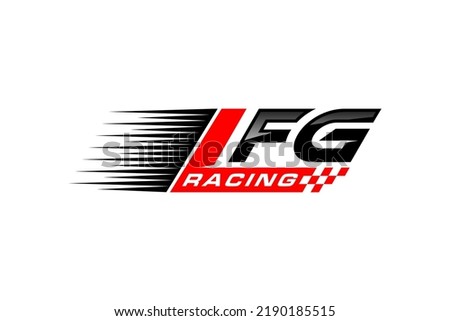 Racing car logo design checkered flag motion speed illustration symbol garage workshop