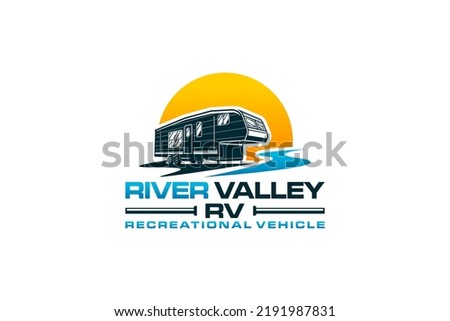 RV logo recreational vehicle design emblem badge style holiday vacation