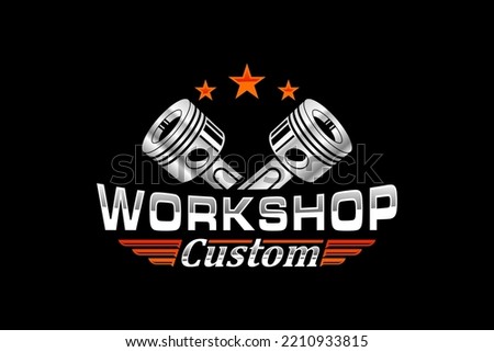 Automotive piston workshop logo design modern badge style custom car service engine tune up icon symbol illustration