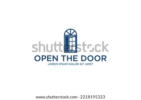 Open the door logo design silhouette property apartment furniture icon symbol