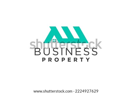 Real estate logo house roof window  A W initial letter building icon symbol