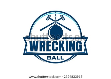 Wrecking ball logo design building demolition industry vector template