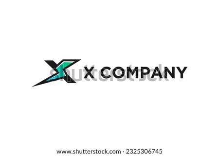 X initial letter logo lightning electrical icon symbol
