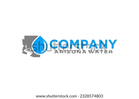 Arizona world water company logo design arizona map outline drip water shape