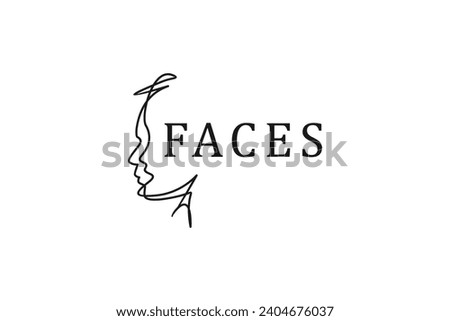 Beauty face clinic logo design skin care women line style shape illustration.