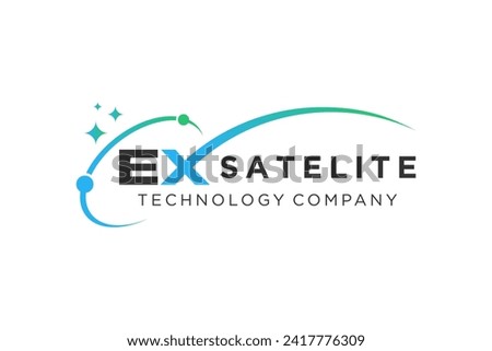 Satellite telecommunications technology logo design, future space company.