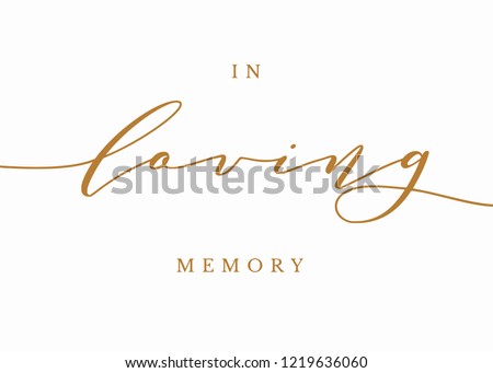 Typography gold on white wedding sign text graphic vector for in loving memory