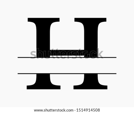 Split uppercase letter initial monogram design vector graphic for letter H