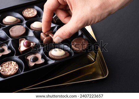 Similar – Image, Stock Photo Man taking milk box from the fridge