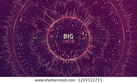Big data visualization. Radial plot scatter. Data complexity concept. Graphic abstract background. Beauty of information