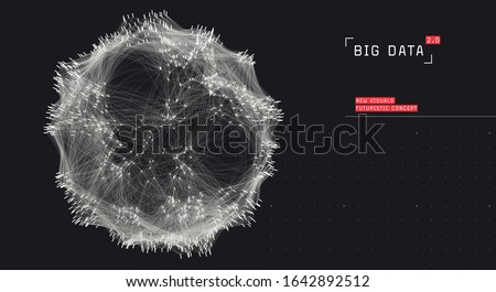 Creative big data visualization. Cluster analysis background. Information spreading concept. Communication network with nodes of users. Social graph connections.