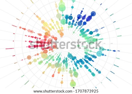 Vector big data visualization. Visual information complexity. Data analysis representation. Abstract data radial plot.  