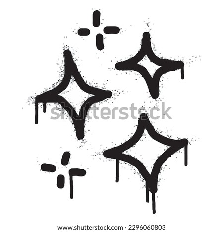 Spray Painted Graffiti stars sparkle icon icon Sprayed isolated with a white background. graffiti shining burst with over spray in black over white. Vector illustration.

