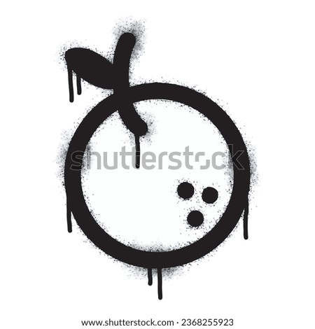 Spray graffiti orange symbol painted black on white. Lemon symbol. isolated on white background. vector illustration

